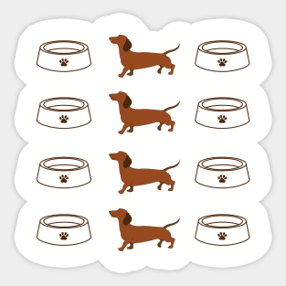 Brown Dachshund dog with a bowl pattern Sticker